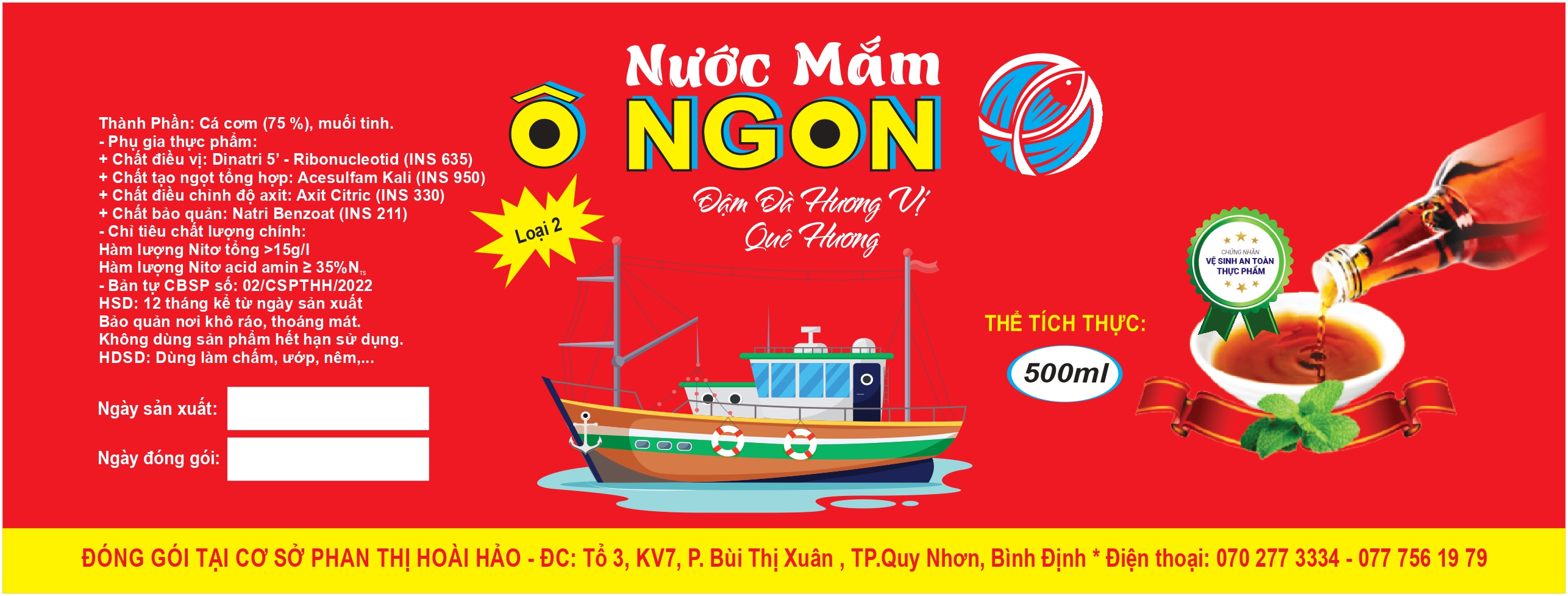 Nhãn NƯỚC MẮM - 82x217 mm